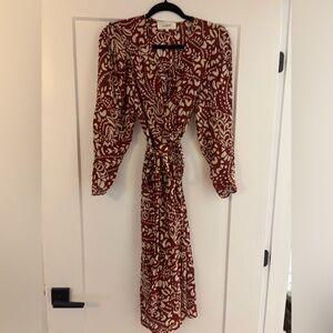 ba&sh Red and Cream Midi Dress